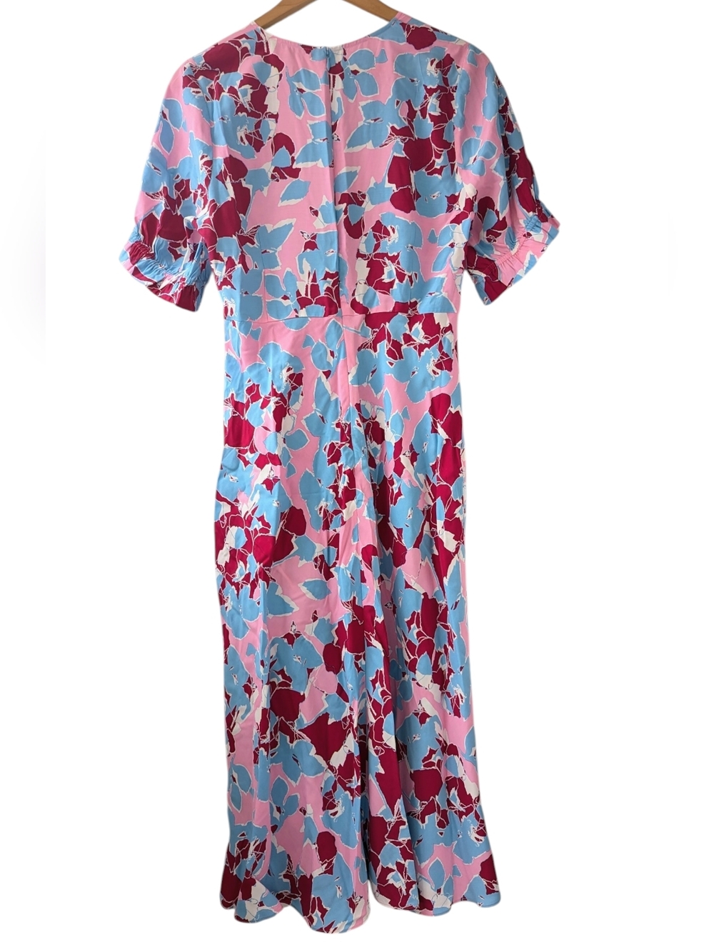 Diane Von Furstenberg Floral Twist-Front Pink + Blue Midi Dress - Picture 2 of 13